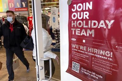 Holiday Hiring sign in Illinois store