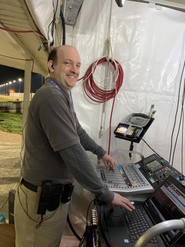 WDRB Audio Engineer Matt Williams on the Churchill Downs Backside on May 2, 2022