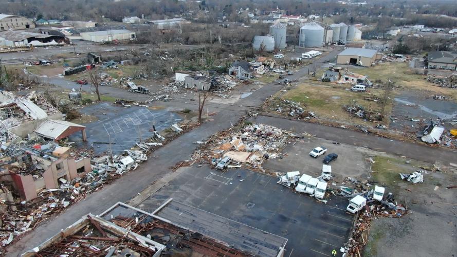 Tornado damage in Mayfield, KY