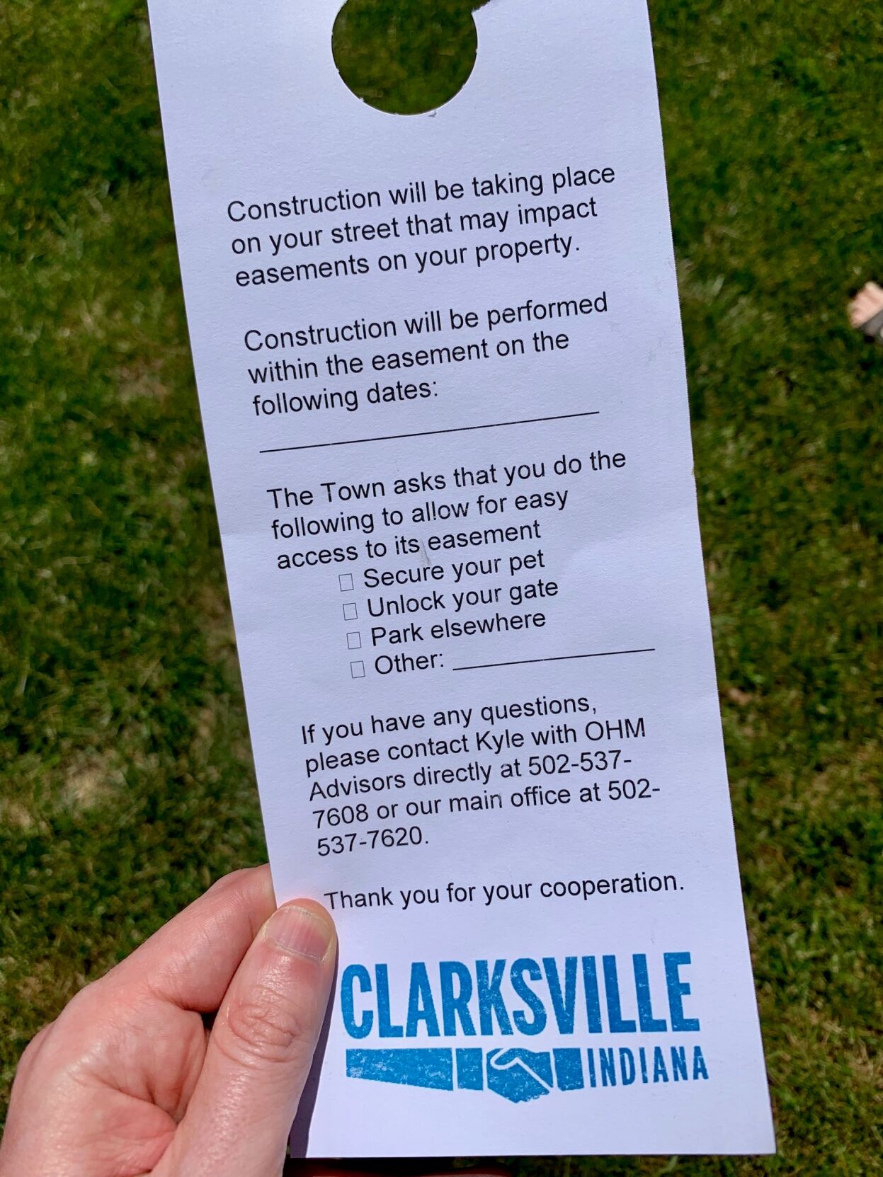 Clarksville Easement Work