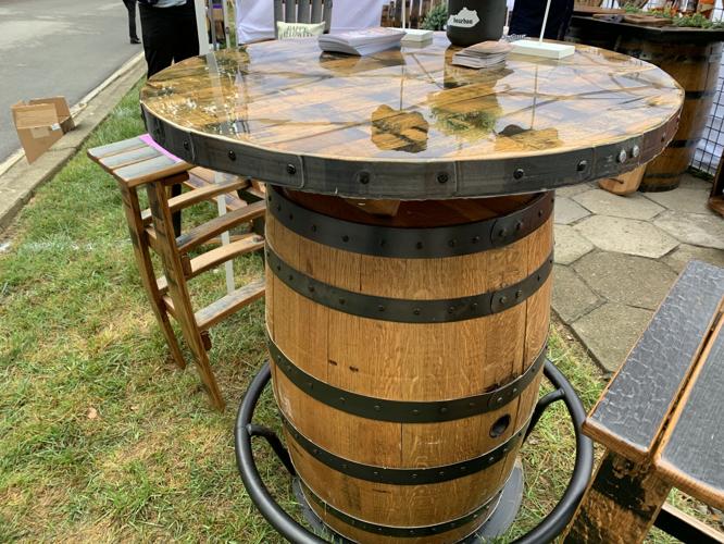 St. James Art Show 2023 barrel table