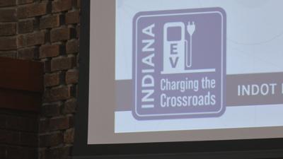 Logo for the Indiana Department of Transportation's 'Charging the Crossroads' program