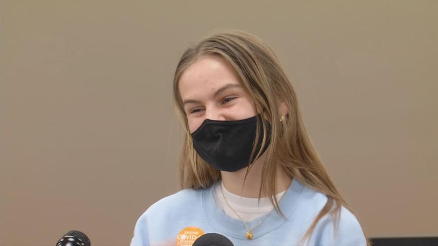 13-year-old Maggie Young, after receiving the COVID-19 vaccination