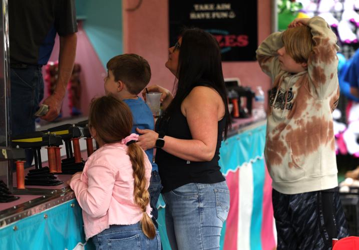 Children play a game at the Chow Wagon