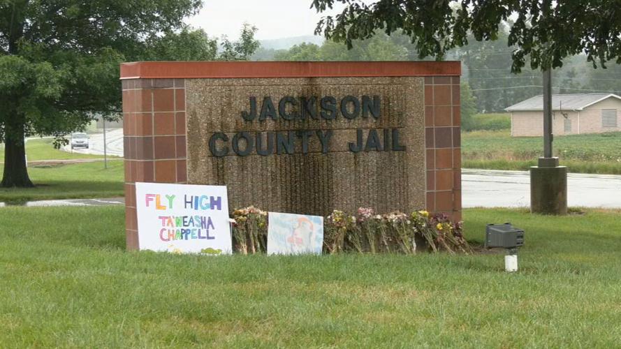 Memorial at Jackson County Jail for Ta'Neasha Chappell.jpeg
