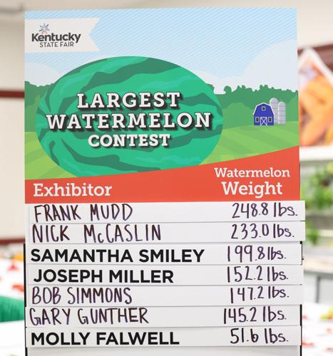 Weights of largest watermelons at Kentucky State Fair