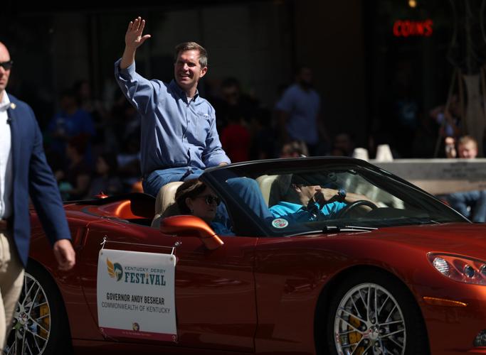 Gov. Andy Beshear waves at the Pegasus Parade.