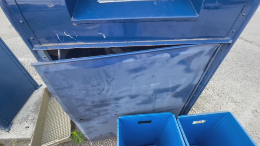 Damaged mailbox outside Taylorsville Road post office