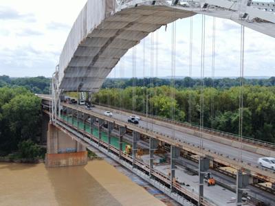 Drone footage of the Sherman Minton Bridge