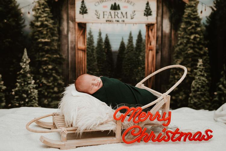 NICU baby on wooden sled at Baptist