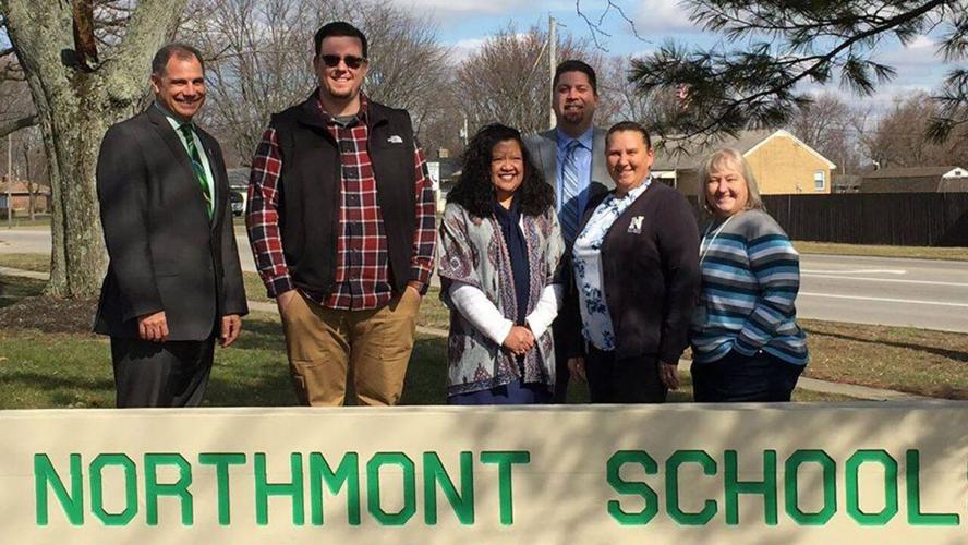 Bob Hawker with staff at Northmont School
