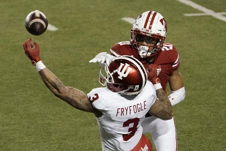 Wisconsin cornerback Caesar Williams breaks up a pass intended for Indiana's Ty Fryfogle