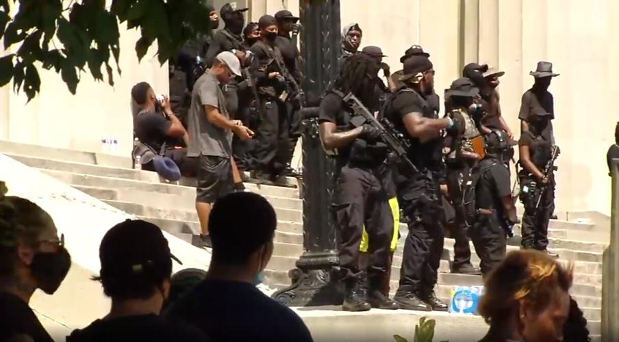 NFAC Black militia in downtown Louisville on Saturday, July 25, 2020