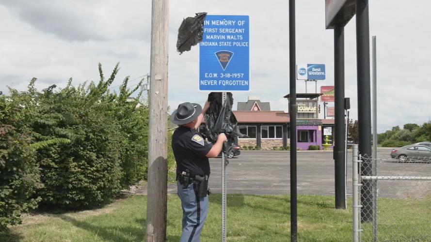 Indiana State Trooper unveils Sgt. Marvin Walls memorial sign