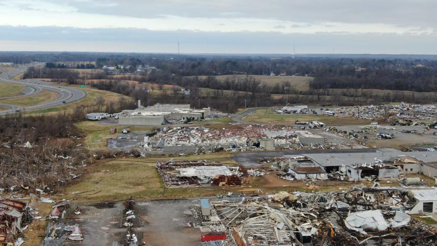 Tornado damage in Mayfield, KY