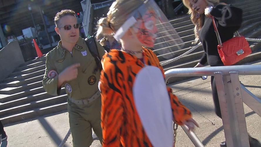 People board the Belle of Louisville for a Halloween event
