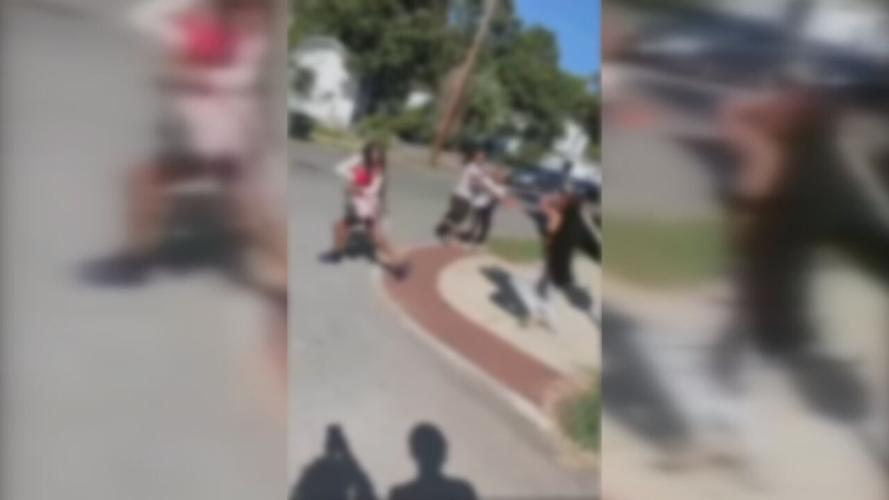 Still image from video of Sept. 13, 2023 fight on South 24th Street, near Magazine Street