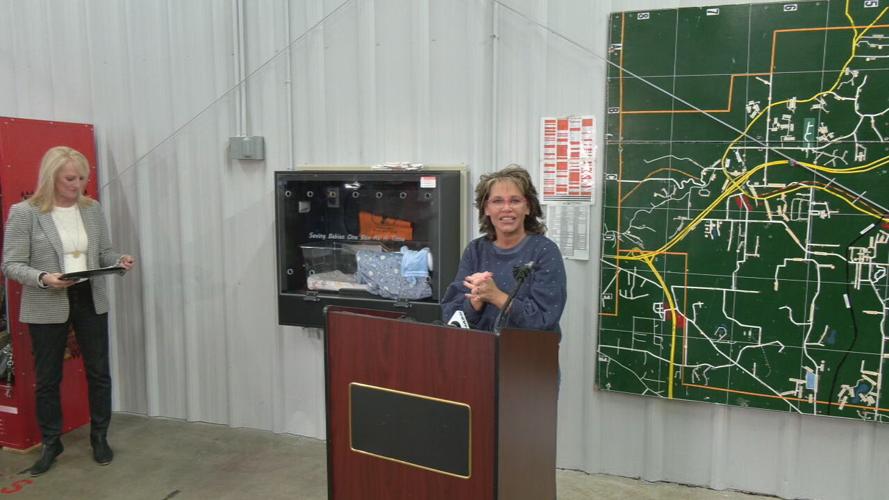 Monica Kelsey speaks at Georgetown Fire Department
