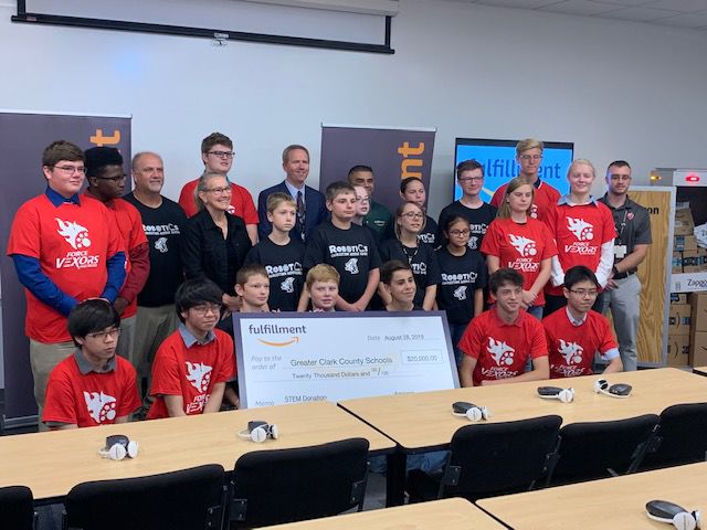 Amazon STEM students check