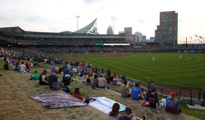 Louisville Slugger Field with skyline.JPG