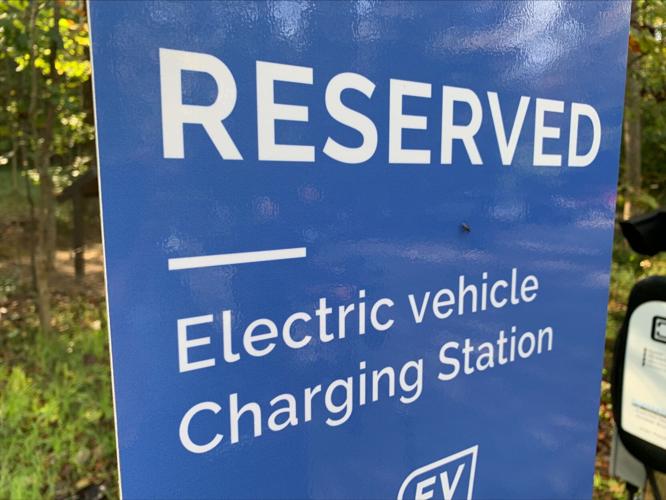 Electric vehicle charging station in Tom Wallace Park, a part of Jefferson Memorial Forest