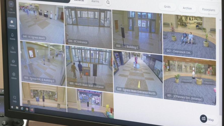 Computer at Jefferson Mall with security cameras