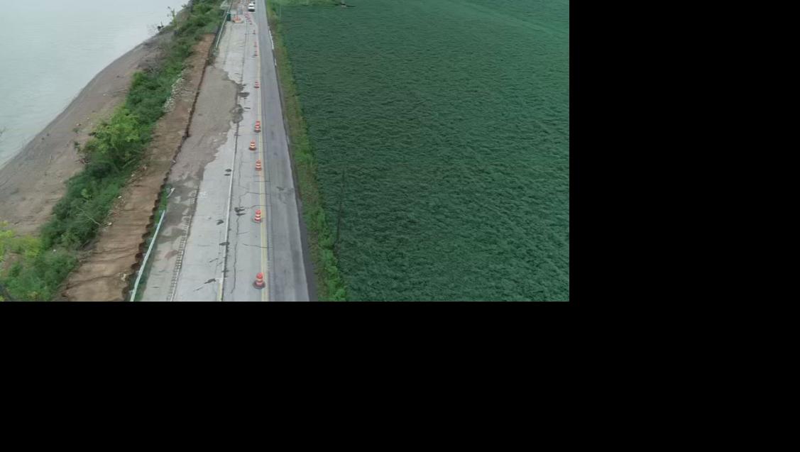 Aerial of crumbling State Road 111 in Indiana (June 24, 2019)