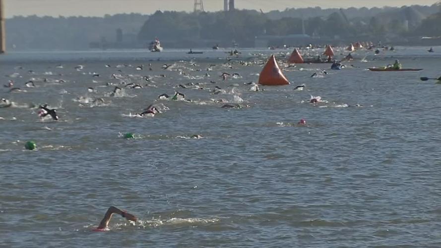 Ironman Swimmers in Ohio River