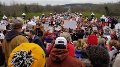 IMAGES | Thousands rally in Frankfort protest pension reform bill, education cuts