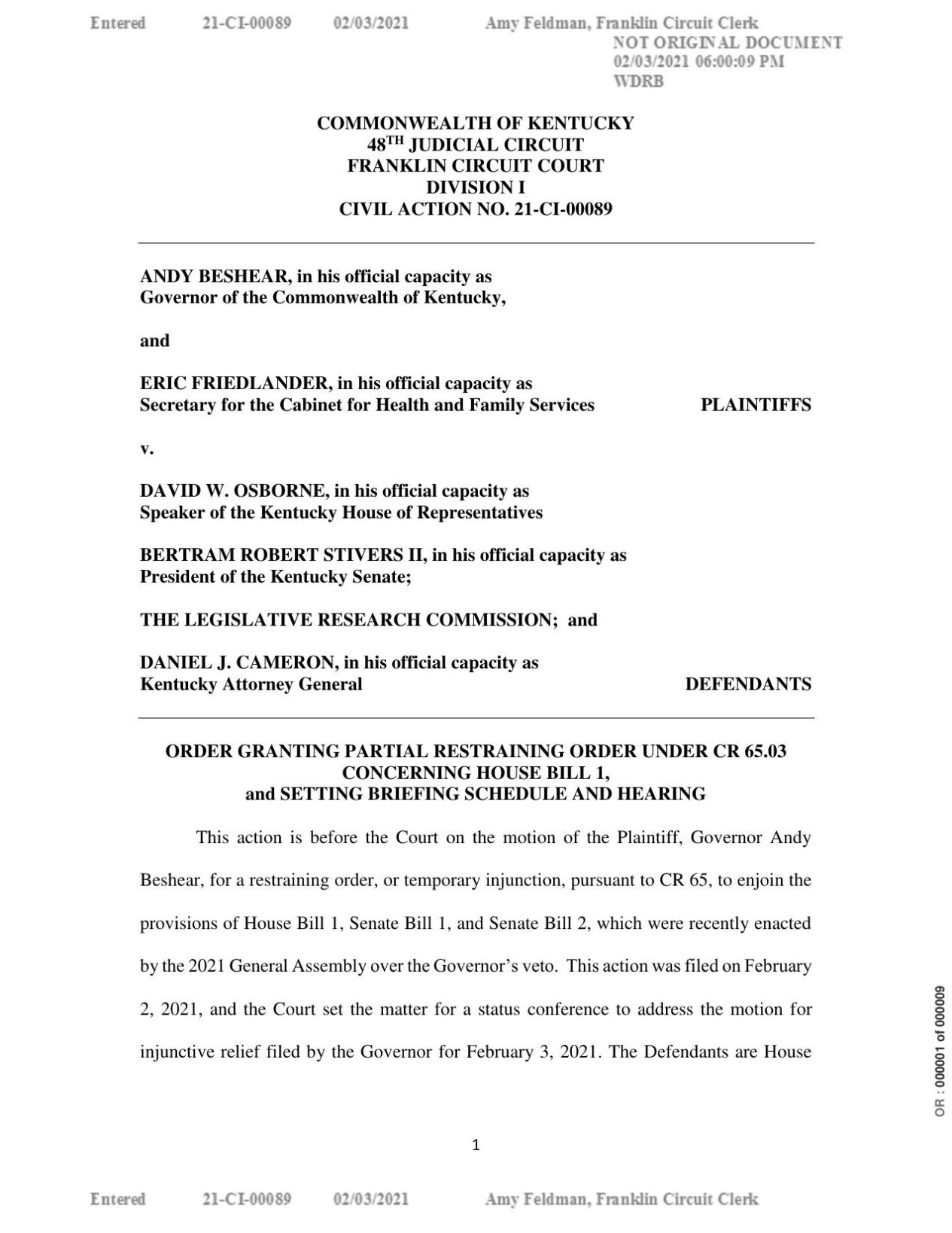 Judge temporarily halts bill limiting Beshear's emergency powers amid pandemic