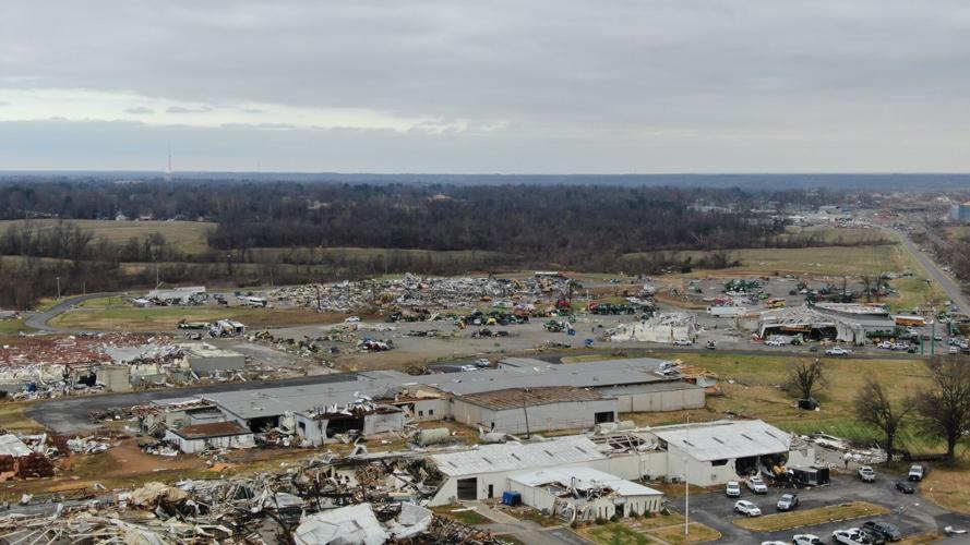 Tornado damage in Mayfield, KY