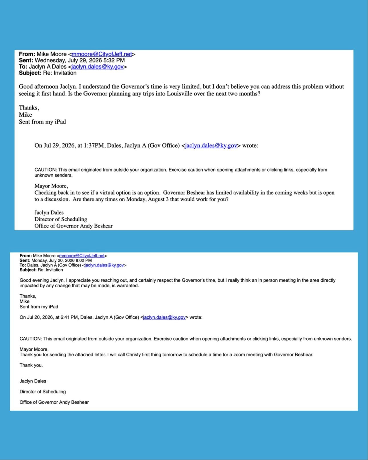 Moore response emails