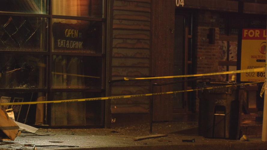 SUV damages The Hub Louisville on Frankfort Avenue