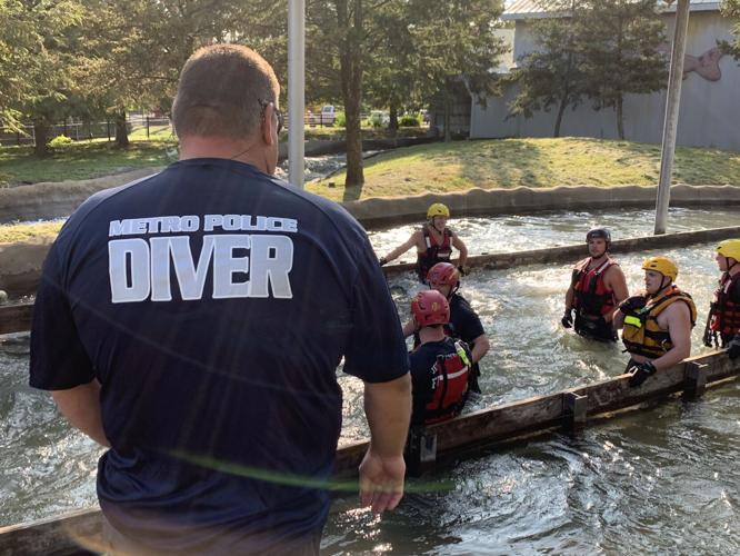LMPD diver at swift water rescue training at Kentucky Kingdom