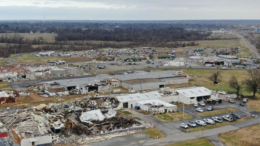 Tornado damage in Mayfield, KY