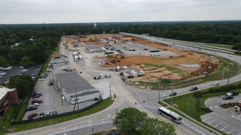 Aerial view of new VA Medical Center construction site - 4.17.23