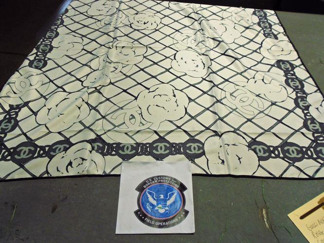Counterfeit scarf seized by U.S. Customs and Border Protection officials in June 29 shipment