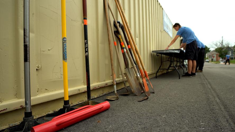 Volunteers build a new playground in Louisville's Russell neighborhood (Sept. 6, 2022)