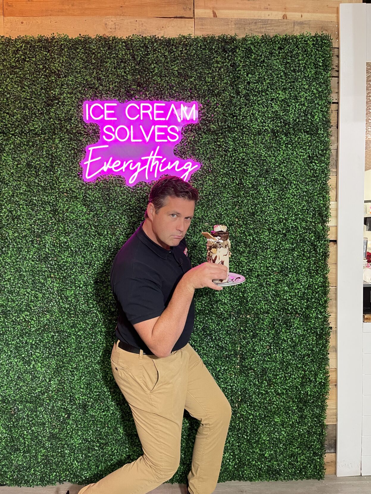 Keith Kaiser working the Boomtown Creamery backdrop