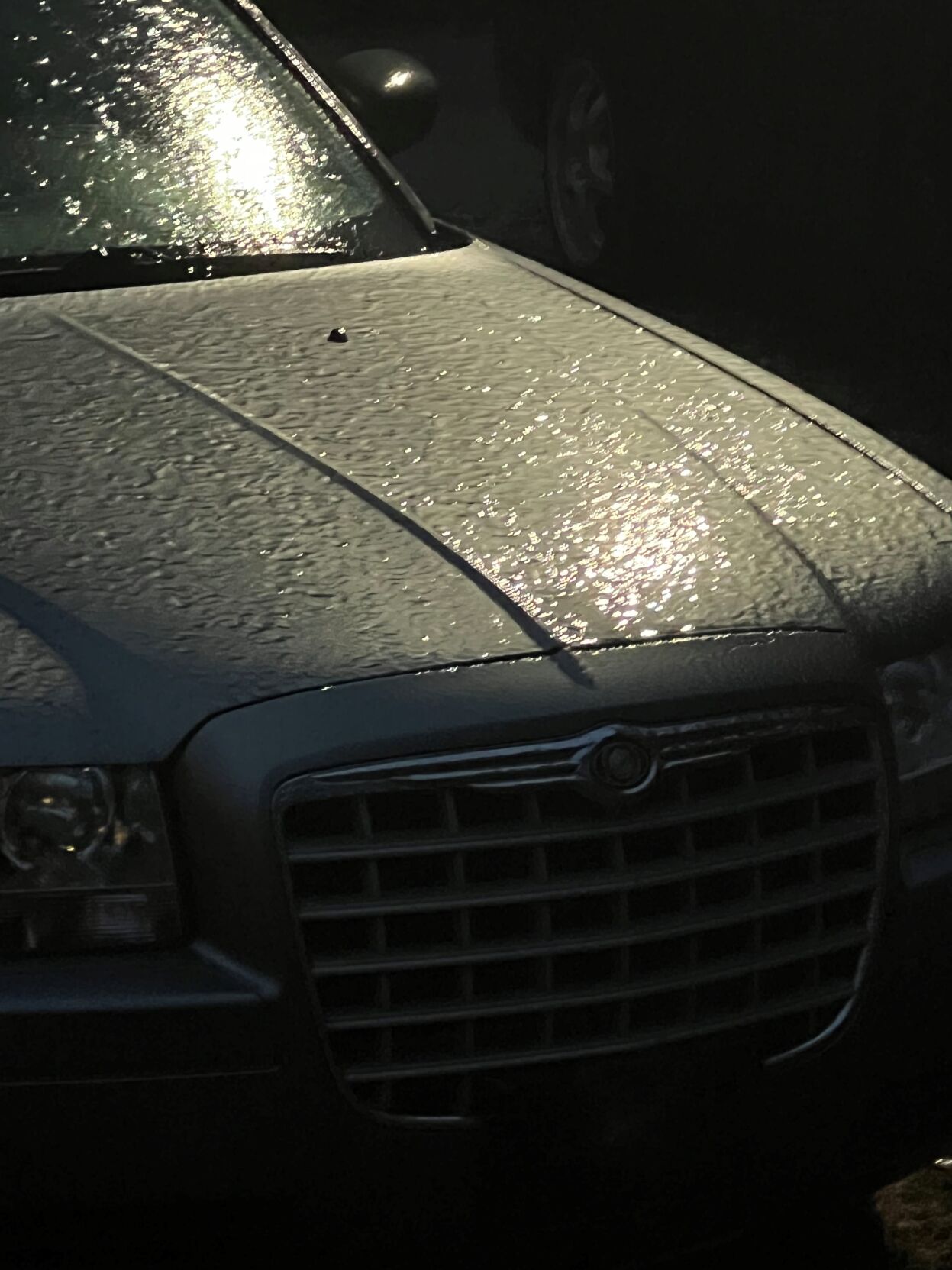 Ice on windshield in Milltown, Indiana