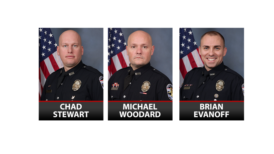 Detective Chad Stewart, Detective Michael Woodard and Sgt. Brian Evanoff