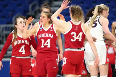 Indiana's Nicole Cardano-Hillary, Ali Patberg and Grace Berger
