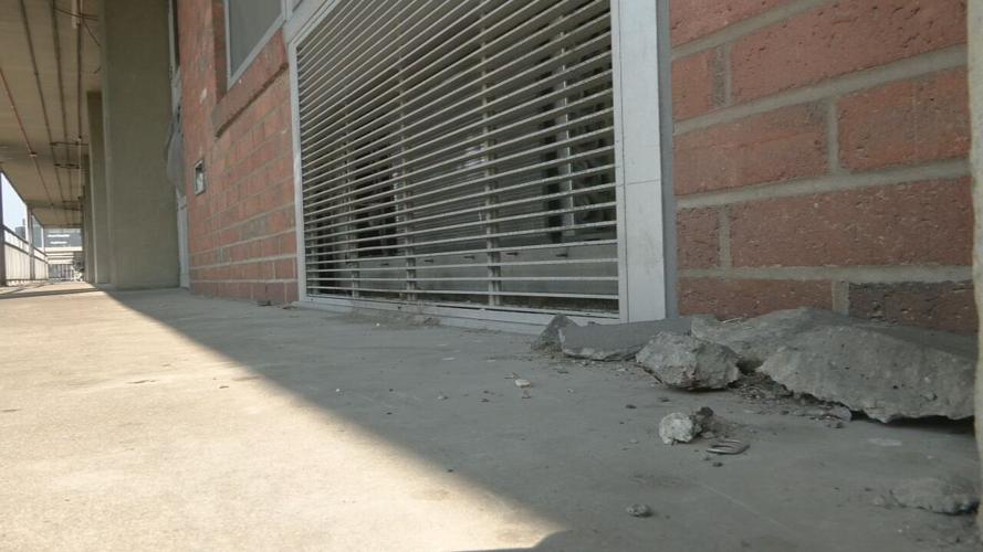 Fallen concrete at Dosker Manor