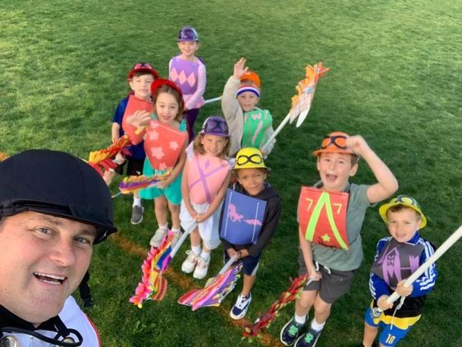 Keith Kaiser with Louisville Collegiate Kindergarten derby participates
