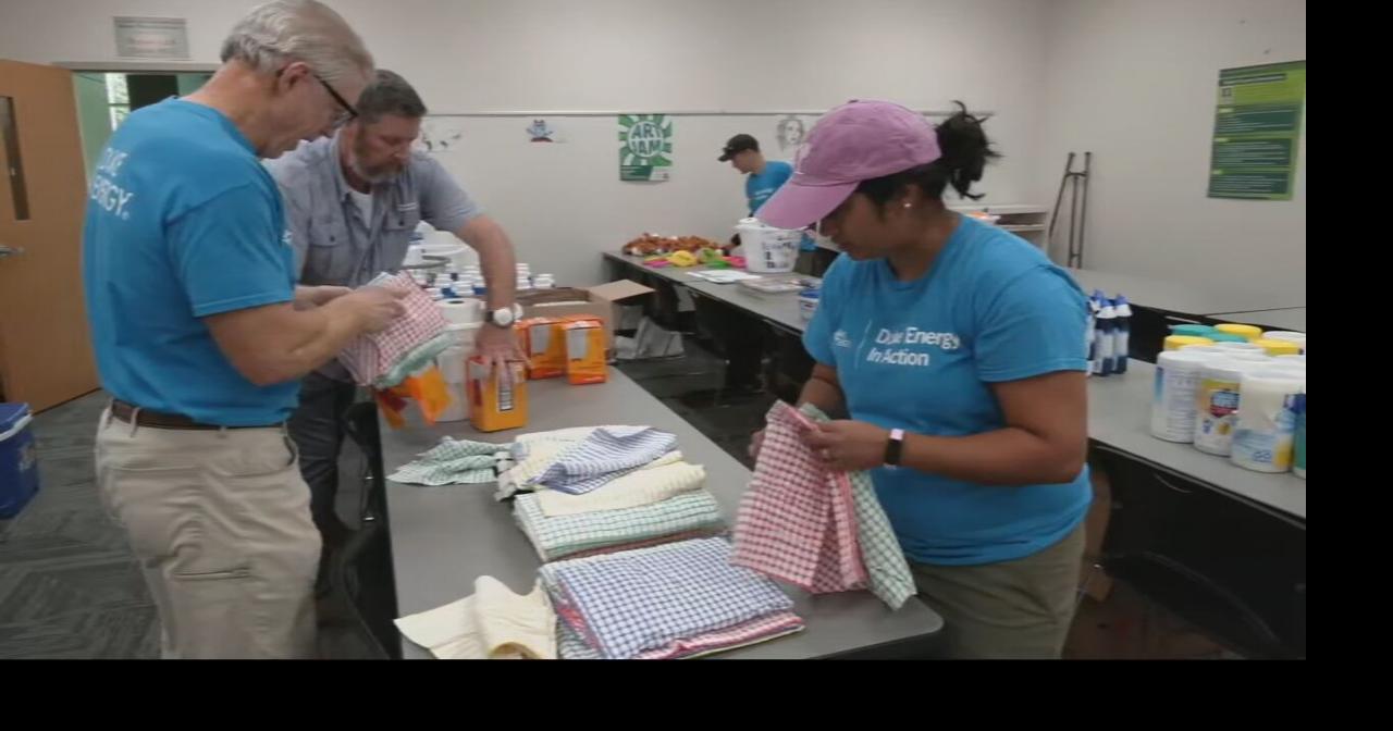 Duke Energy volunteers pack 'Welcome Home' baskets for new scholars at Family Scholar House