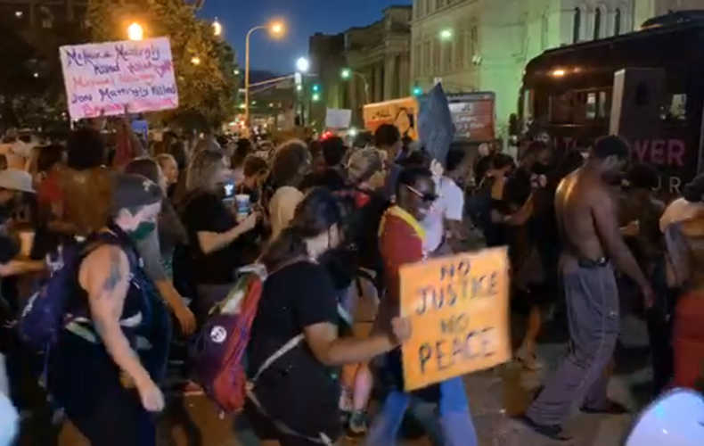 People dance during protest at Jefferson Square Park 7-01-20