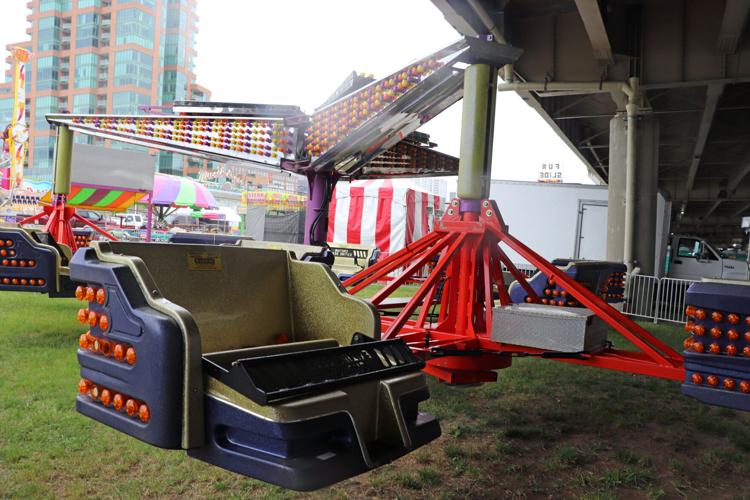 Crews set up booths along the Ohio River one day before Thunder Over Louisville 2023