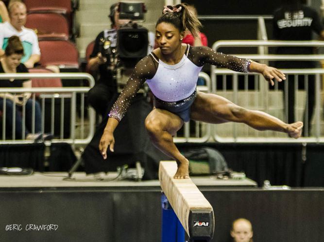 Biles on the beam