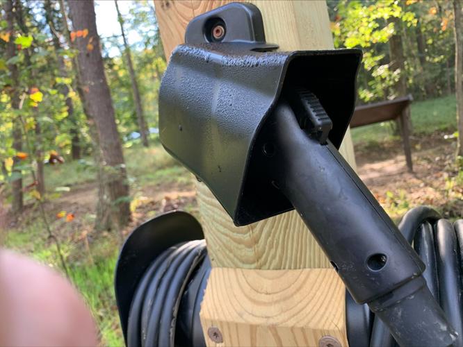 Electric vehicle charging station in Tom Wallace Park, a part of Jefferson Memorial Forest