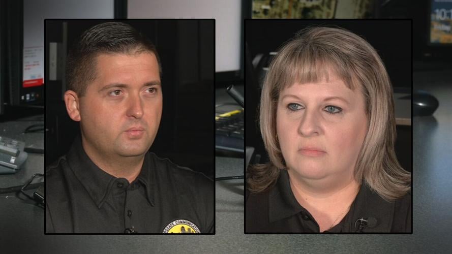 MetroSafe dispatcher Josh Cothern and call taker Dana Frost